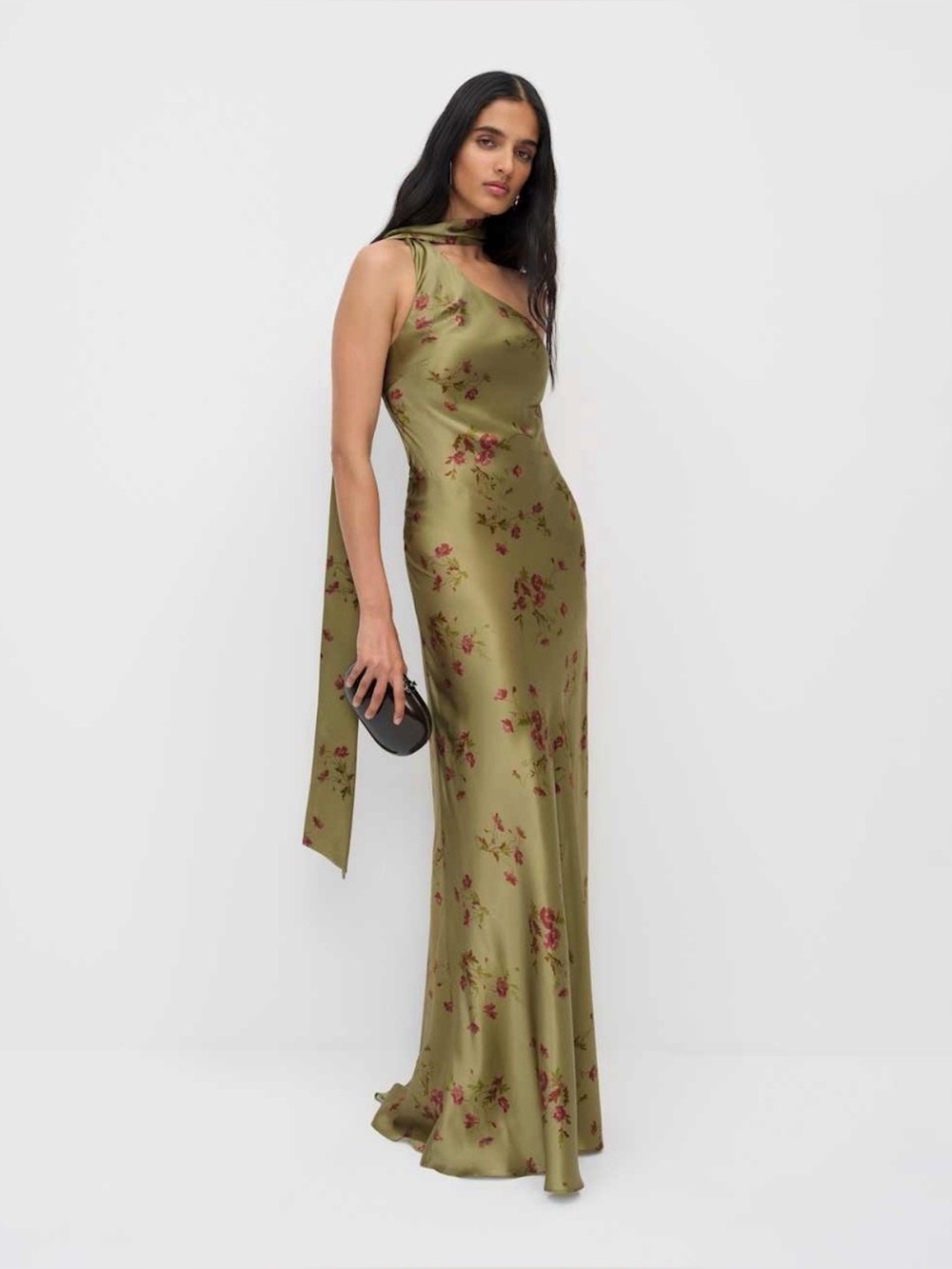 🆕 REFORMATION Jazzlyn Silk Maxi Dress Desi Green Sz 10